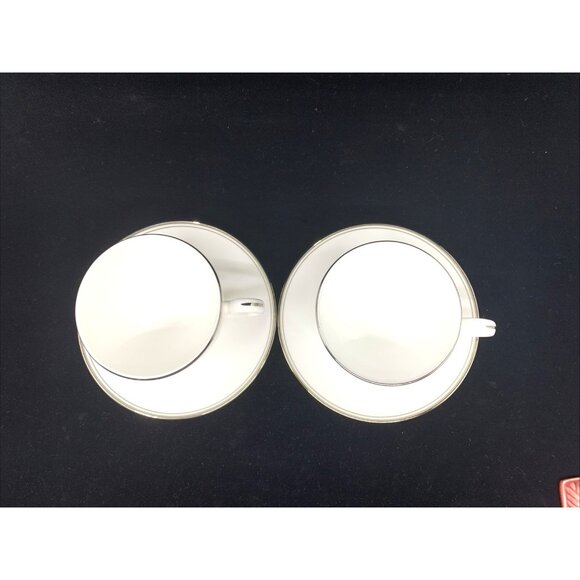 2 Waterford Kilbarry Platinum Cups and Saucers Footed Coffee Tea Fine Bone China - Picture 5 of 12